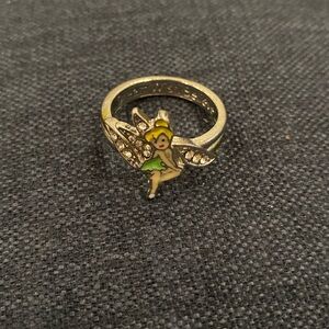 DISNEY TINKERBELL NEVERLAND PETER PAN ENAMEL RHINESTONE RING DREAM WISH BELIEVE
